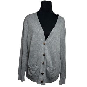 Gap Gray Women’s XL Grandpa Cardigan Pockets Boyfriend Sweater Career Preppy